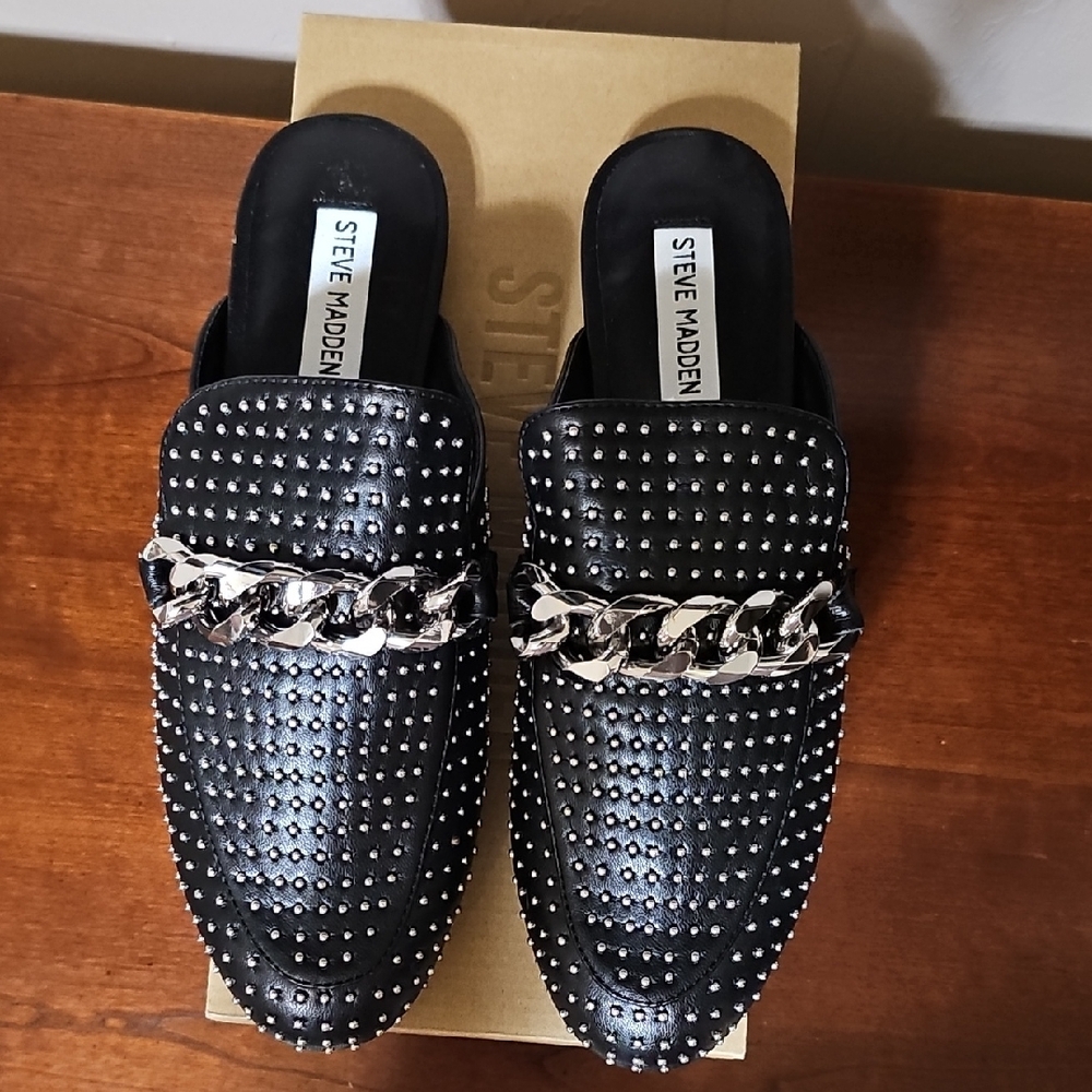 Steve Madden Black Studded Loafers